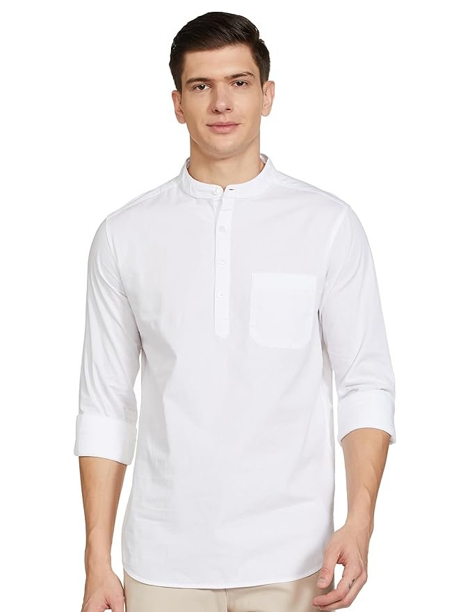  Men's 100% Cotton Regular Fit Casual Shirt (Kurta Placket Style) (Available in Combo Packs)