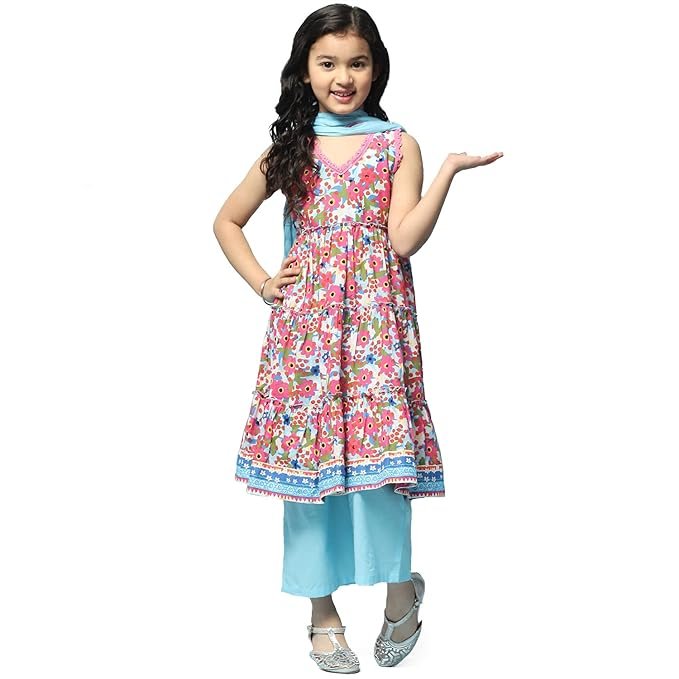 BIBA Girl's Voile Regular Suit Set