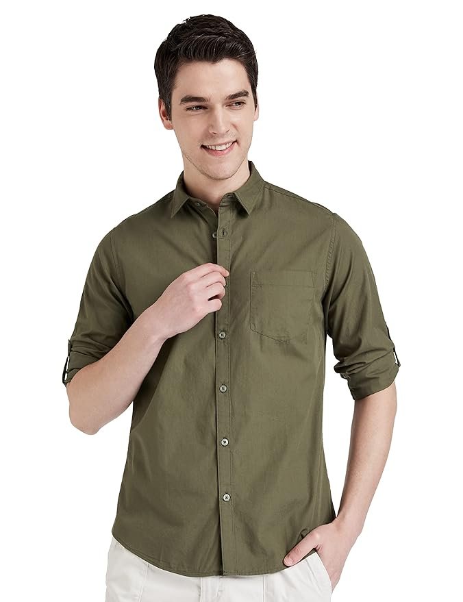 Amazon Brand - Symbol Men's Cotton Shirt | Casual | Plain | Full Sleeve | Summer - Regular Fit (Available in Plus Size and Combo Packs)