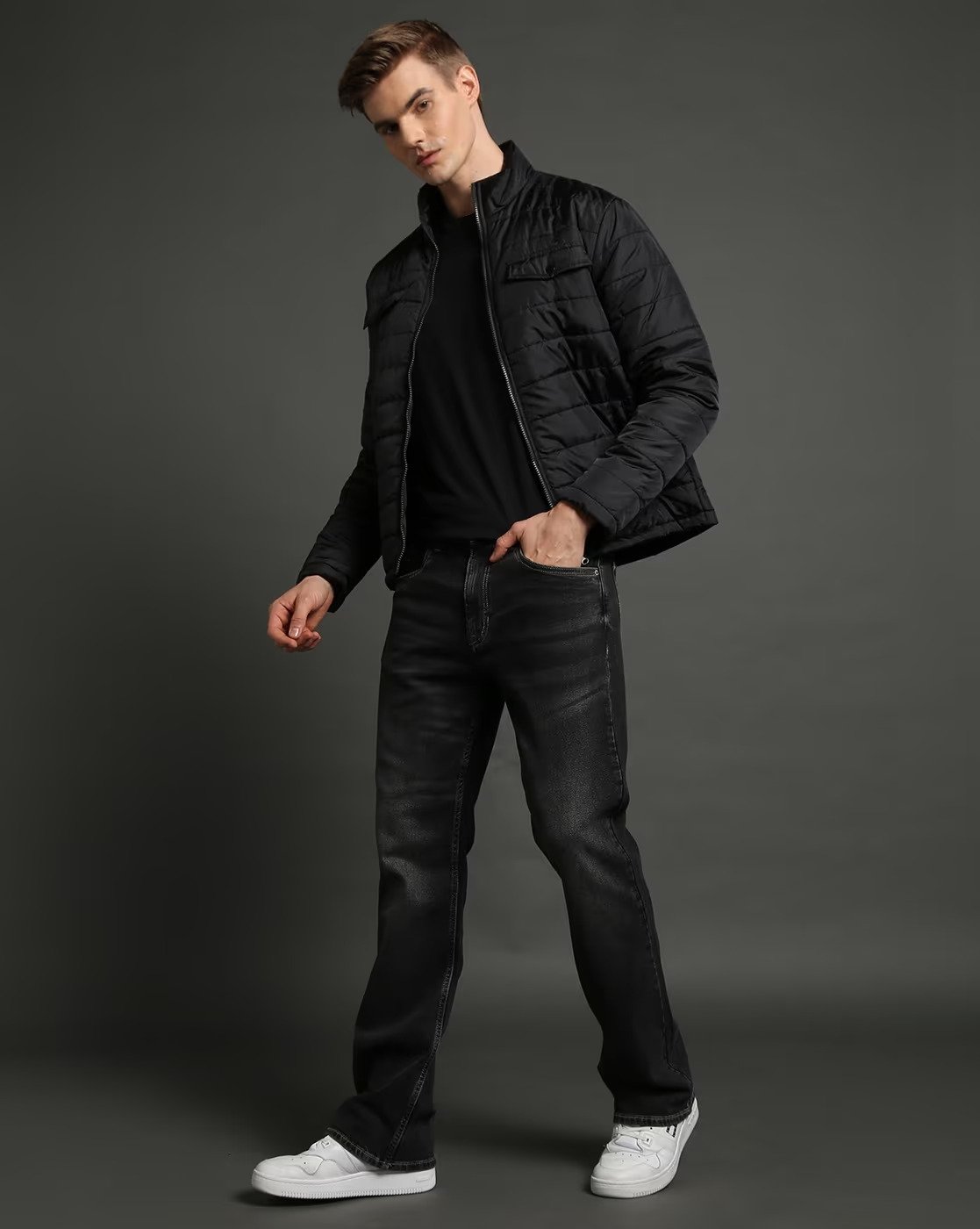 Men Connor Bootcut Fit Lightly Washed Mid-Rise Jeans