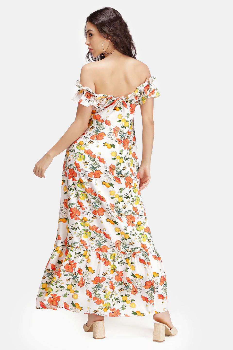 Amani 100% Viscose Off Shoulder Maxi Dress
