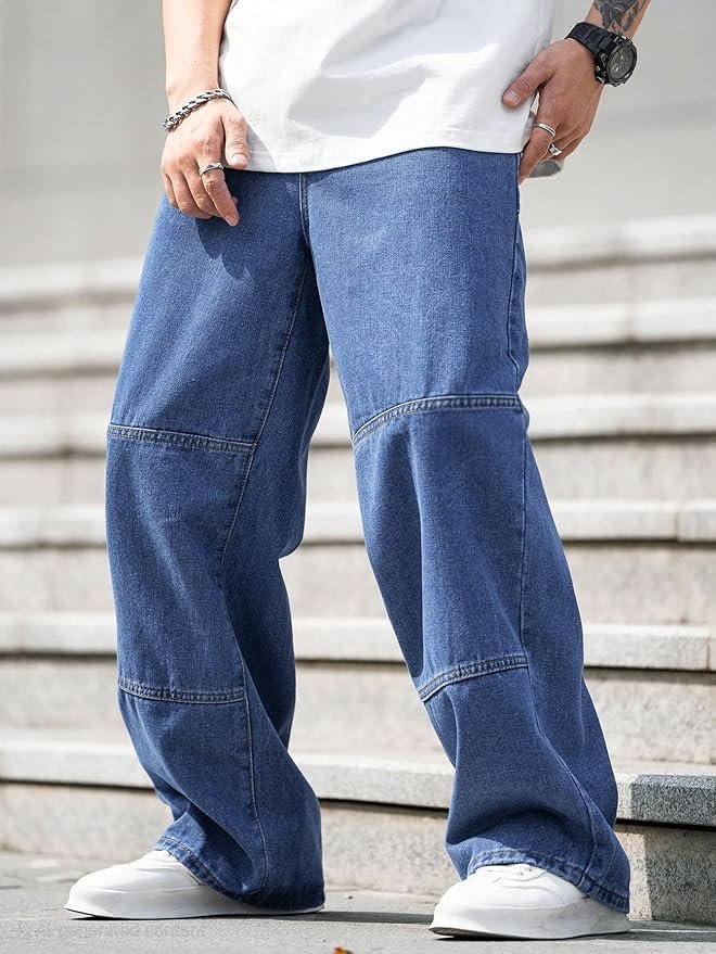 Jeans for Men | Denim Jeans | Baggy Fit | Wide Leg | Patchwork Style | Street