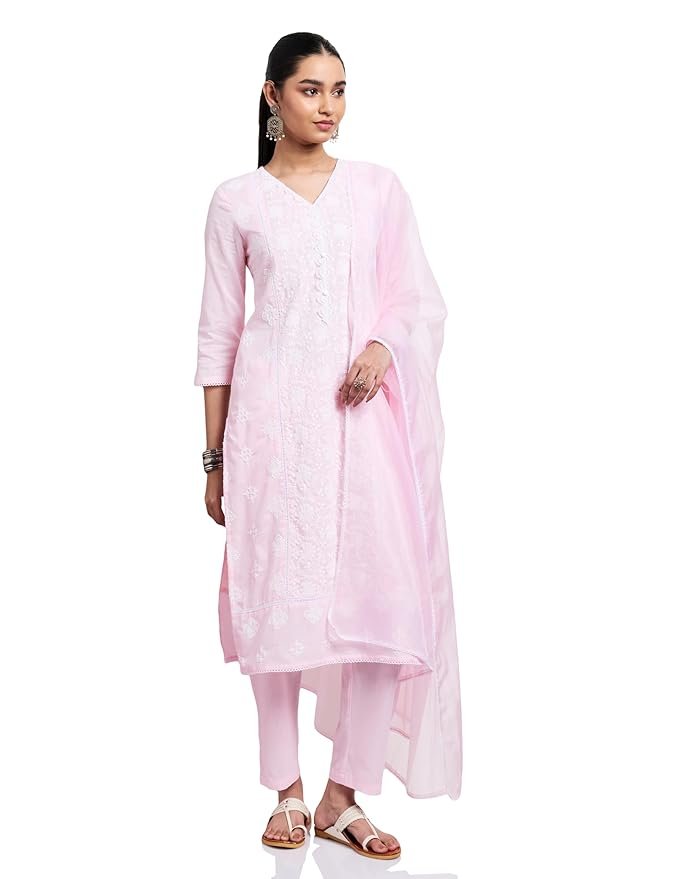 Women's Pure Cotton Embroidered Kurta Set with