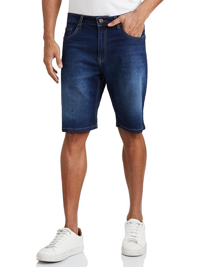Men's Cotton Rich Stretchable. Regular Fit Denim Shorts