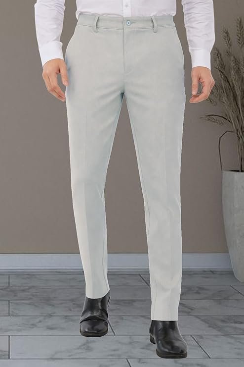Men's Formal Slim Fit Trouser | Twill Weave Premium 4-Way Stretchable High GSM Fabric Pants | Textured Classic & Modern Styled Chinos | Business Casual Office/Anytime Wear