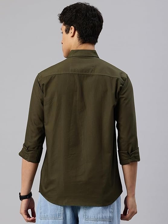 Men’s Solid Pure Cotton Casual Shirt – Slim Fit | Full Sleeves