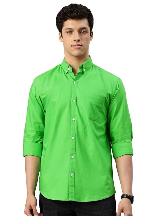 Men’s Solid Pure Cotton Casual Shirt – Slim Fit | Full Sleeves | Soft & Breathable Fabric