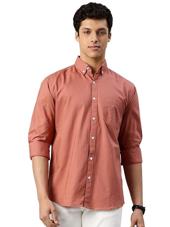 Men’s Solid Pure Cotton Casual Shirt – Slim Fit | Full Sleeves | Soft & Breathable Fabric