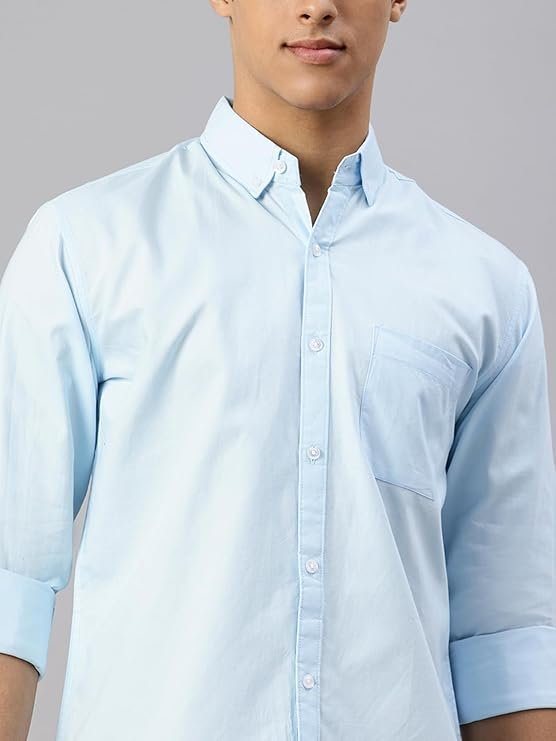 Men’s Solid Pure Cotton Casual Shirt – Slim Fit | Full Sleeves | Soft & Breathable Fabric