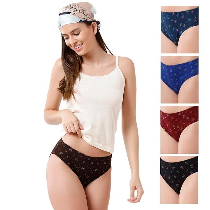 Ashwarya Printed Panties for Women, 100% Cotton Fabric, Anti-Bacterial