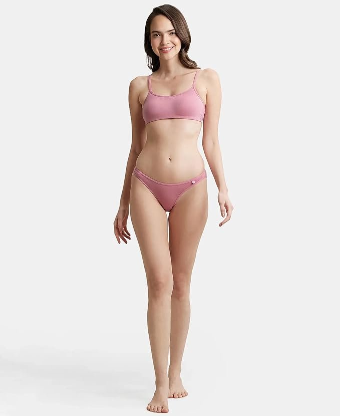 Women's Super Combed Cotton Elastane Stretch Low Waist Bikini with Concealed Waistband and Stay Fresh Treatment