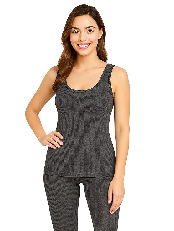 Women's Round Neck Sleeveless Slim Fit Thermal Top Pack