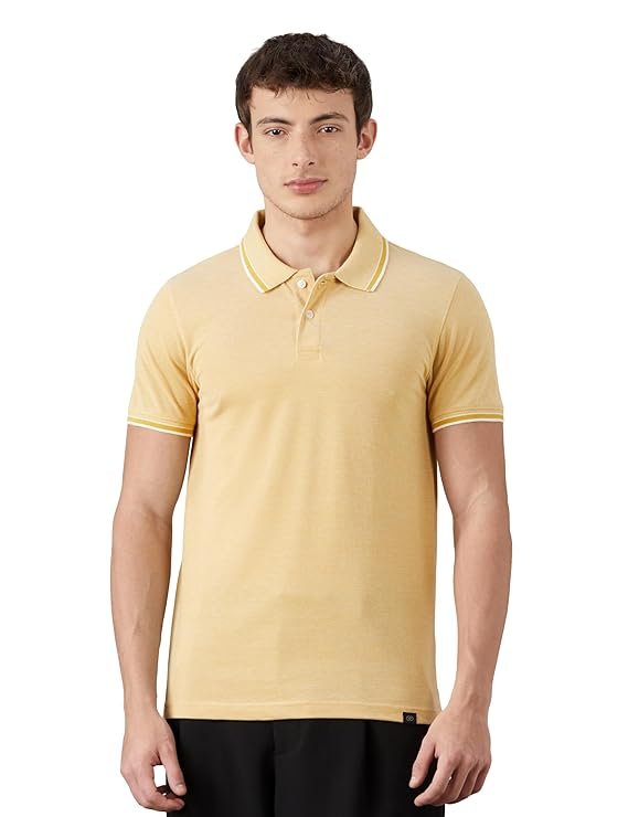 Men's Cotton Rich Textured Polo Tshirts | Collar Plain Tshirts