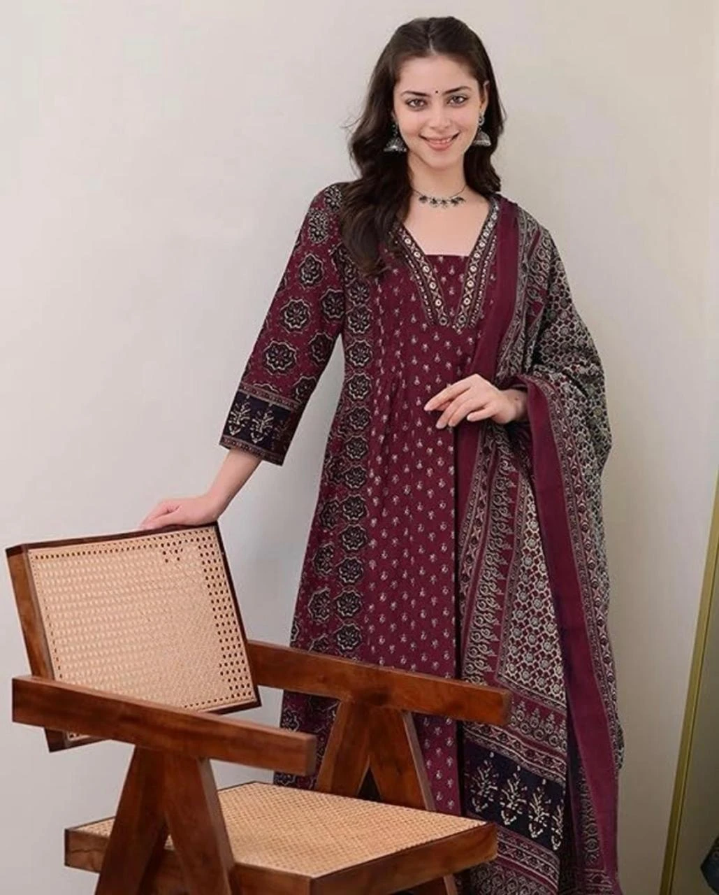 JODAA Women Viscose Rayon Kurta Palazzo Dupatta Set