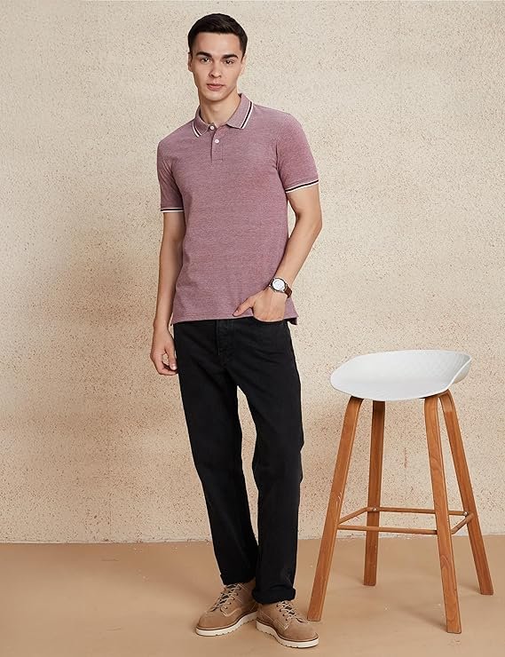 Men's Cotton Rich Textured Polo Tshirts | Collar Plain Tshirts | Half Sleeves - Regular Fit (Available in Plus Sizes