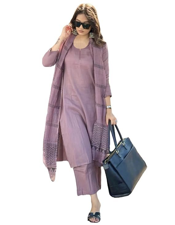 Women's Rayon Blend Solid Straight Kurta with Pant