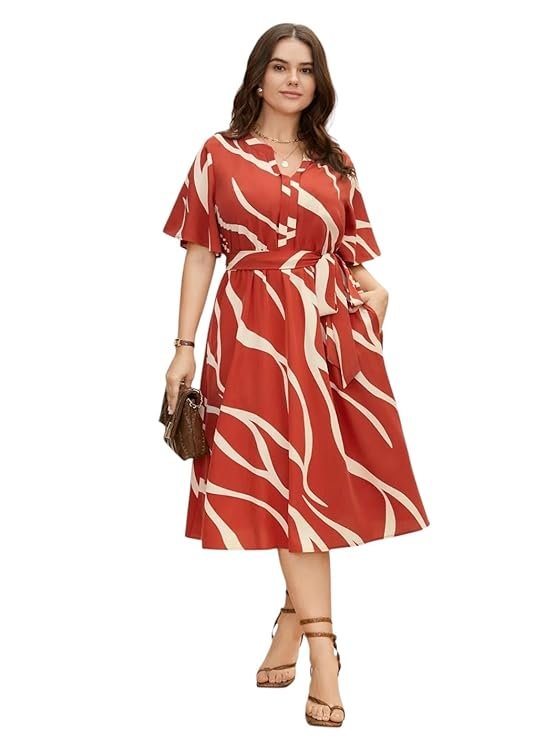 One Piece Dress for Women, New American Print Rayon Midi Dress, Stylish