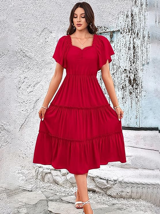 Material typeRayon LengthBelow the Knee Occasion typeBachelor Party, Birthday Sleeve typeFlutter Sleeve StyleModern Neck styleV-Neck Country of OriginIndia