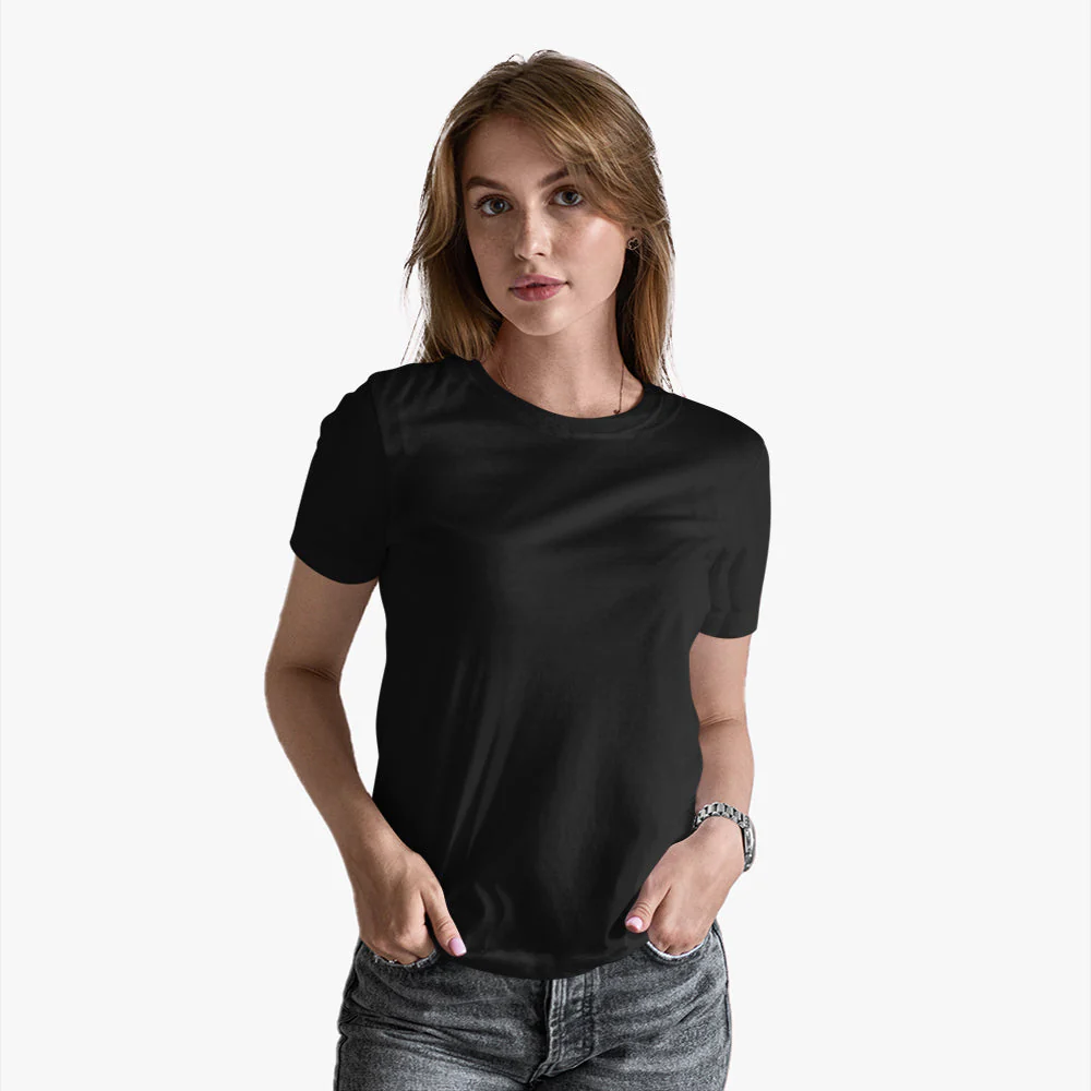 Buy Women's Plain Black Organic Cotton Tees Online - Stylish & Comfortable T-Shirts