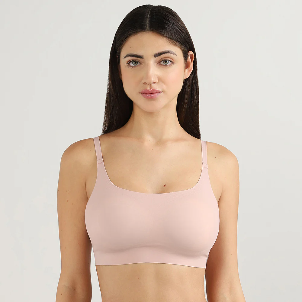Cool Comfort Bonded Padded Non-wired Full Coverage Bra Everyday Wear T-shirt Bra-Beige