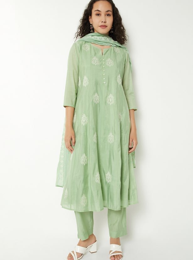 Women Embroidered A-Line Kurta Set