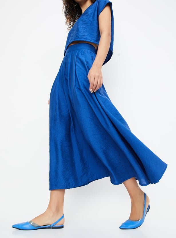Women Solid Pleated Skirt