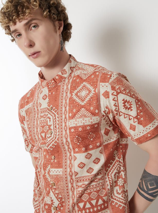 Men Printed Slim Fit Ethnic Shirt