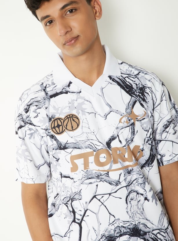 Men Printed Johnny Collar T-shirt