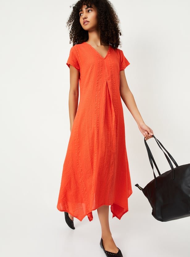 Women Textured Asymmetric Dress