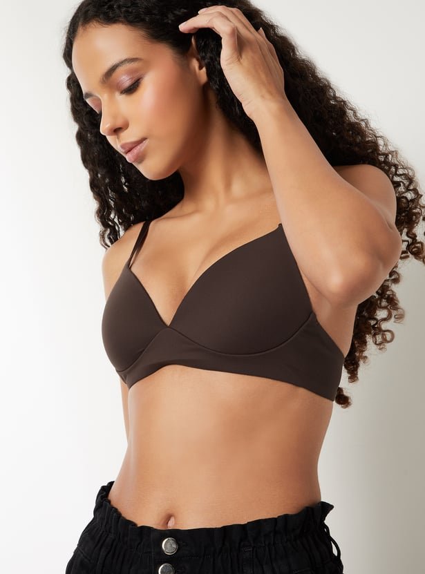 Women Solid Padded Non Wired T-shirt Bra