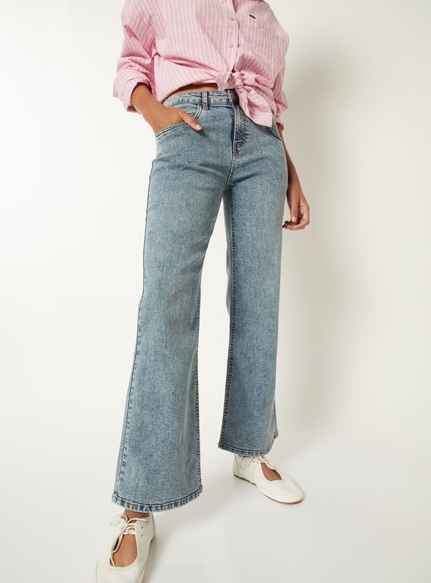 Women Washed Flared Jeans